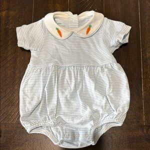 Striped Baby Romper with Carrot Embroidery